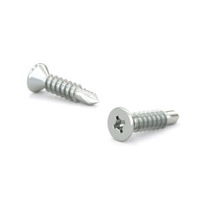 Zinc Plated Metal screw, Flat head, Quadrex Drive, Self-Tapping Thread, Self-Drilling Point