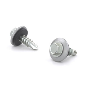 Zinc Plated Metal Screw, Hex Head With Steel And Neoprene Washer, Self-Tapping Thread, Self-Drilling Point