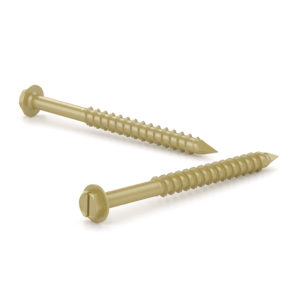 Concrete Screw with Gold Seal Coating, Hexagonal Head with Washer, Scorpion Tail Thread, Diamond Point