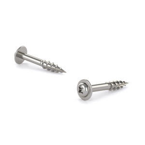 Stainless Steel Wood Screw, Pan Washer Head, Quadrex Drive, Coarse Thread, Type 17 Point