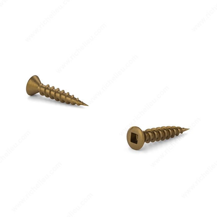 Antique Brass-Plated Wood Screw, Oval Head, Square Drive, Regular