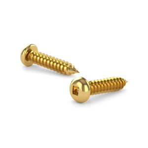 Polished Brass Metal Screw, Pan Head, Square Drive, Self-Tapping Thread, Type A Point