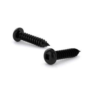 Black Zinc Metal Screw, Pan Head, Square Drive, Self-Tapping Thread, Type A Point