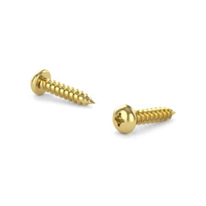 Brass Plated Metal Screw, Pan Head, Quadrex Drive, Self-Tapping Thread, Type A Point