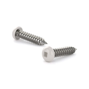 Stainless Steel Metal Screw, White Pan Head, Square Drive, Self-Tapping Thread, Type A Point