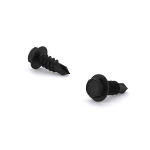 Black Phosphate Metal Screw, Hex Head with Washer, Self-Tapping Thread, Self-Drilling Point