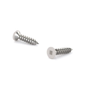 Stainless Steel Metal Screw, White Flat Head, Square Drive, Self-Tapping Thread, Type A Point