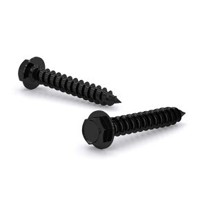 Black Hex Washer Head Screw, Self-Tapping Thread, Type A Point - Rustproof Finish