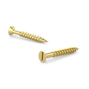 Solid Brass Wood Screw, Flat head, Slotted Drive, Regular Wood Point