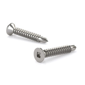 410H Stainless Steel Metal Screw, Flat Head, Square Drive, Self-Tapping Thread, Self-Drilling Point