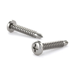 410H Stainless Steel Metal Screw, Pan Head, Phillips Drive, Self-Tapping Thread, Self-Drilling Point