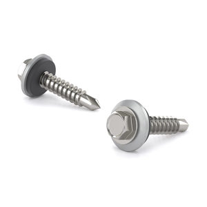 410H Stainless Steel Metal Screw, Hex Head with Steel and Neoprene Washer, Self-Tapping Thread, Self-Drilling Point