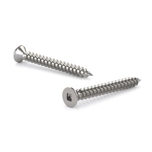 T316 Stainless Steel Metal Screw, Flat head, Square Drive, Self-tapping thread, Type A point