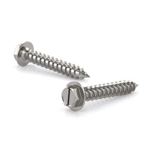 18-8 Stainless Steel Metal Screw, Slotted Hex Head With Washer, Self-Tapping Thread, Type A Point
