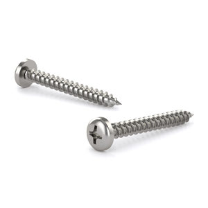 18-8 Stainless Steel Metal Screw, Pan head, Phillips Drive, Self-tapping thread, Type A point