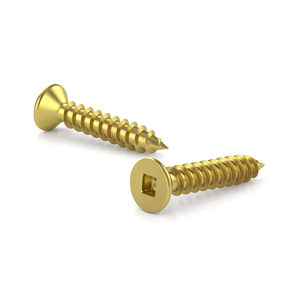 Yellow zinc-plated metal screw, square head, self-drilling threads, Type A tip
